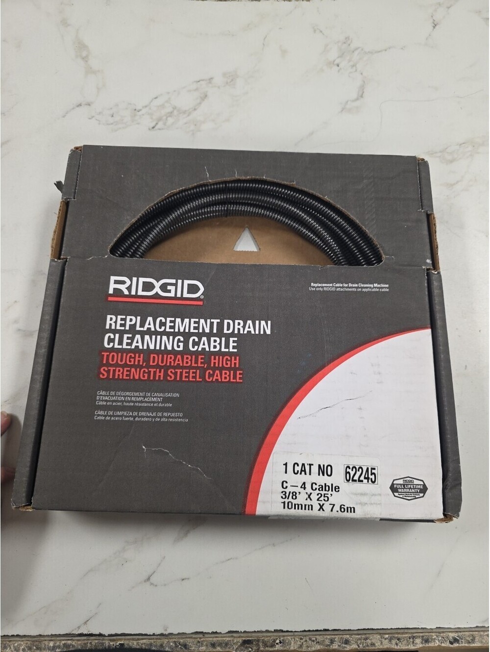 Ridgid 62245 25 Ft Drain Cleaning Cable With Male Coupling
